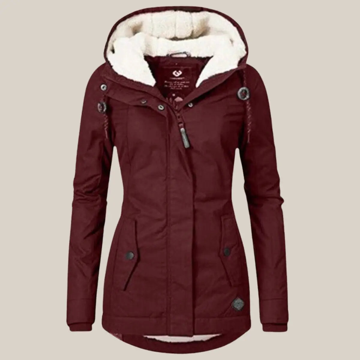 Women's Fleece-Lined Hooded Quilted Jacket Sherpa Winter Coat