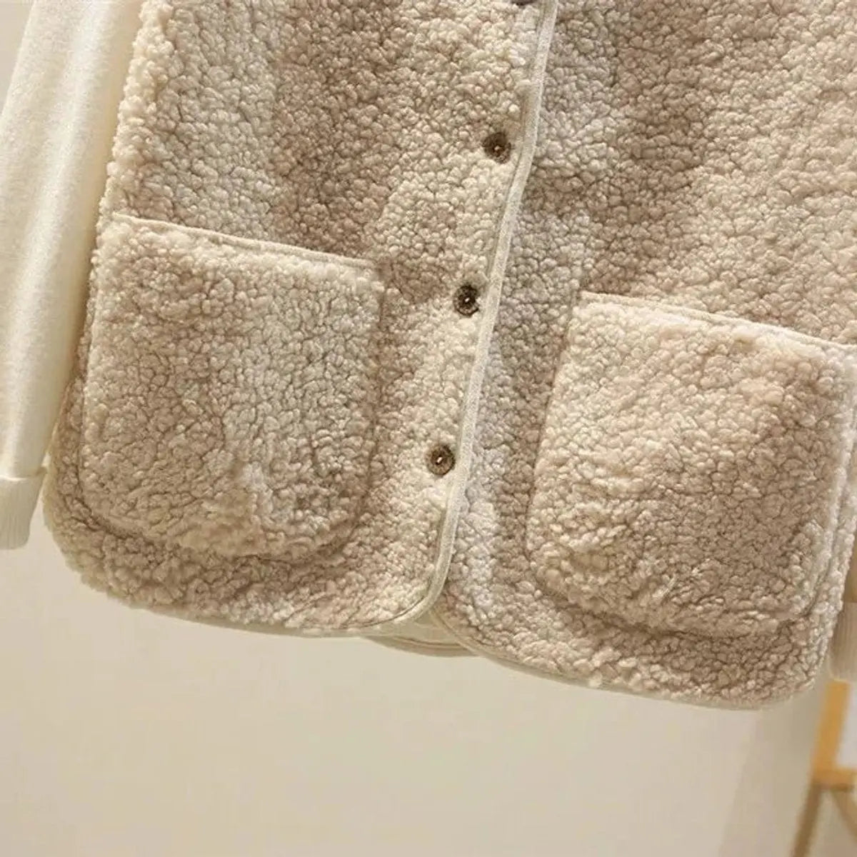 Women's Fleece Puffer Vest Button-Up Sherpa Gilet