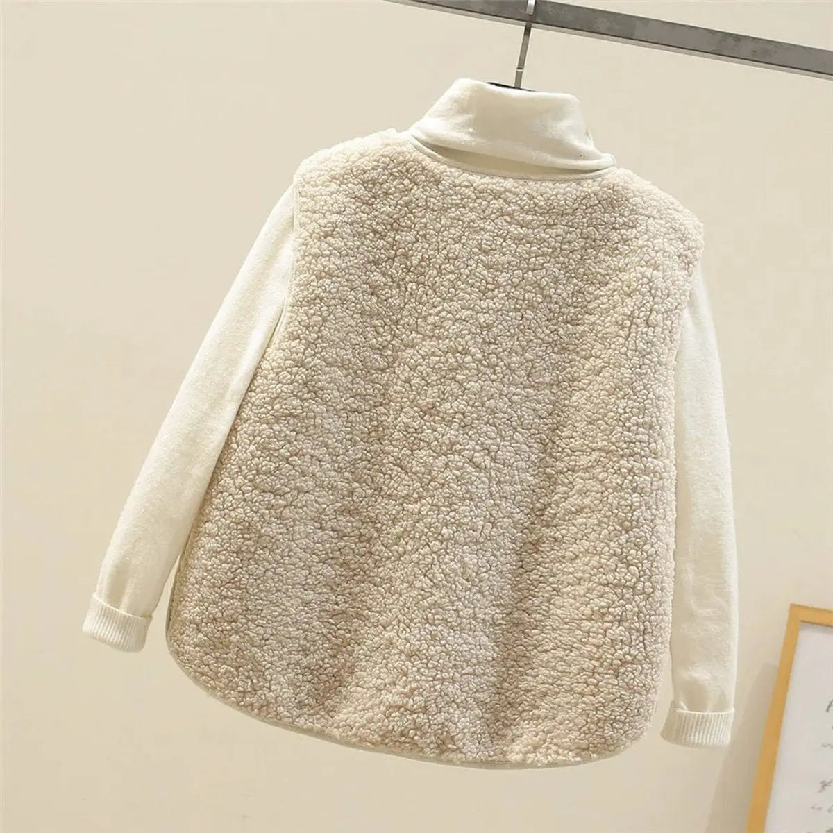 Women's Fleece Puffer Vest Button-Up Sherpa Gilet