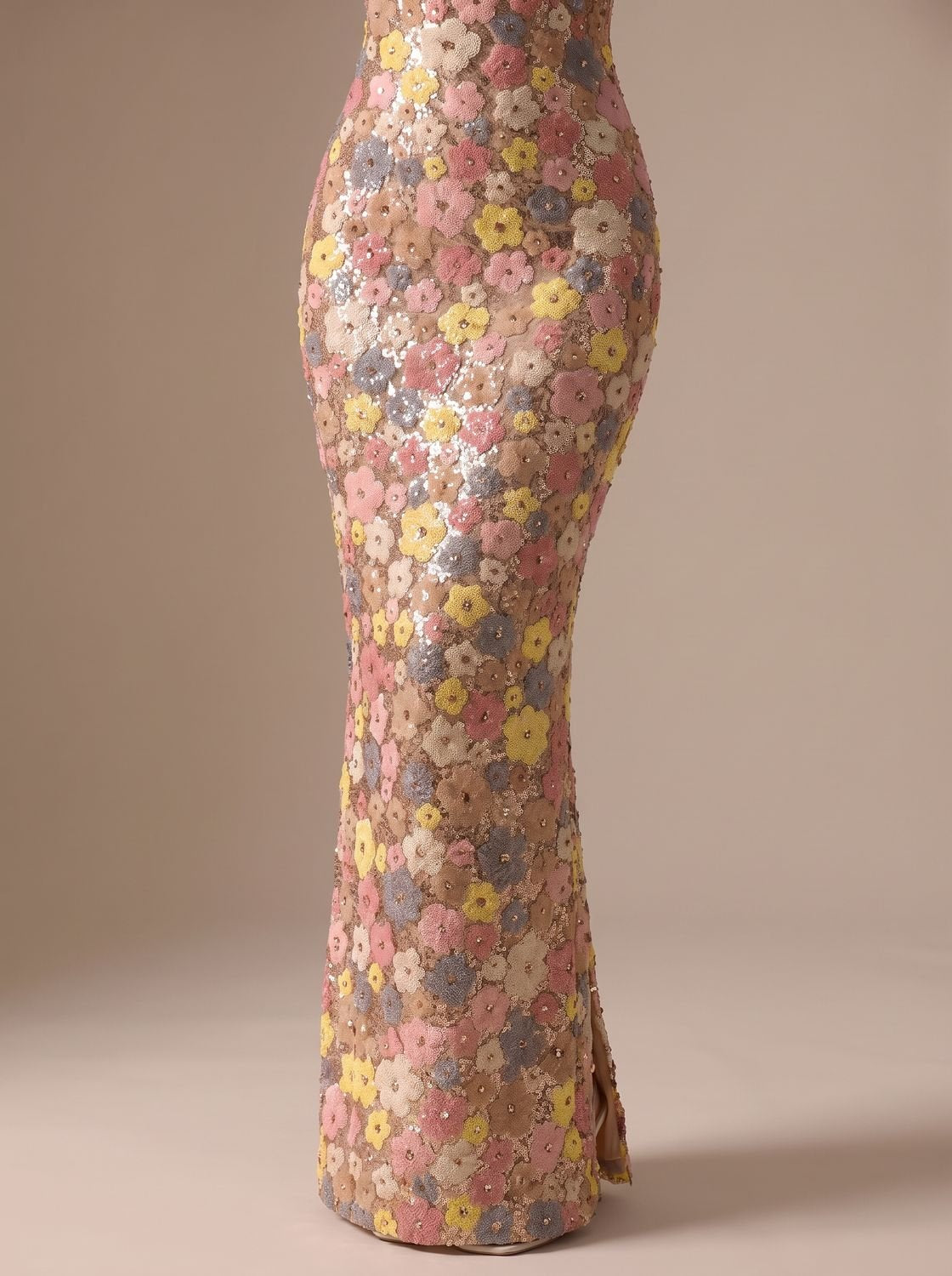 Women's Floral Sequin Spaghetti-Strap Maxi Party Dress