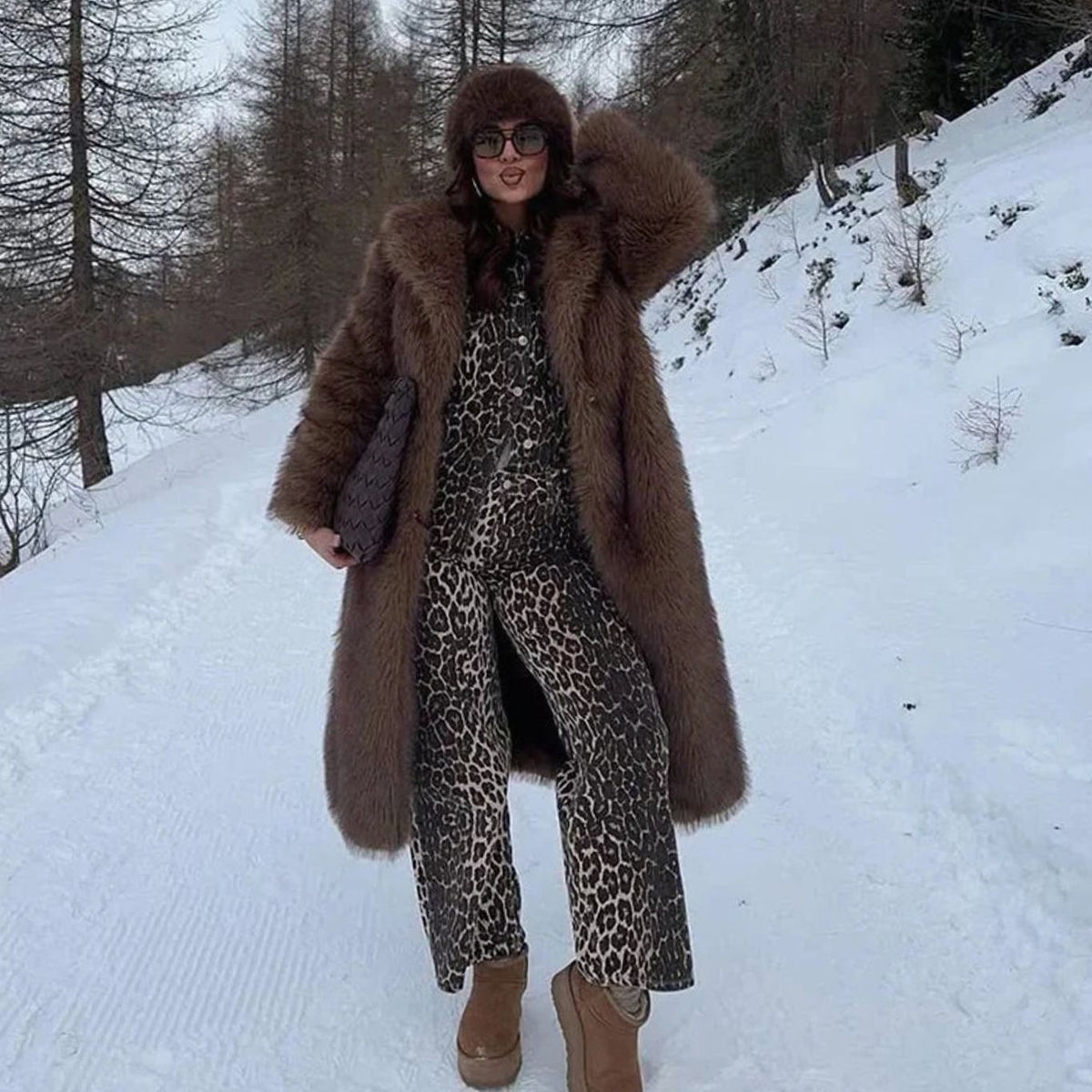 Women's Full-Length Faux Fur Oversized Winter Coat