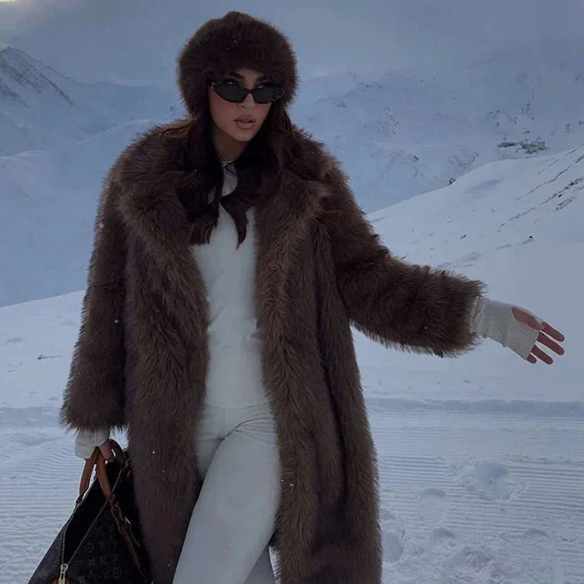 Women's Full-Length Faux Fur Oversized Winter Coat