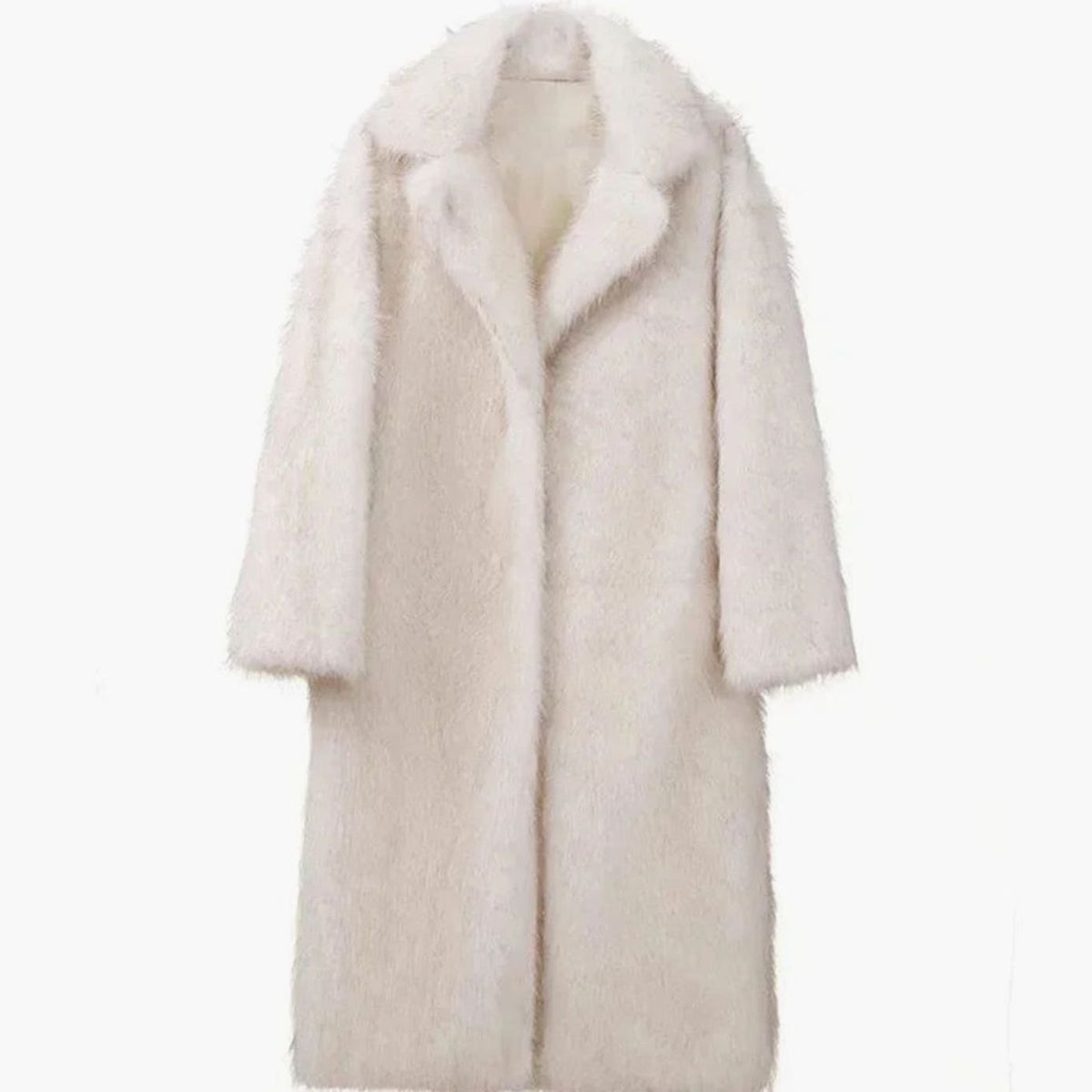 Women's Full-Length Faux Fur Oversized Winter Coat - Light Brown