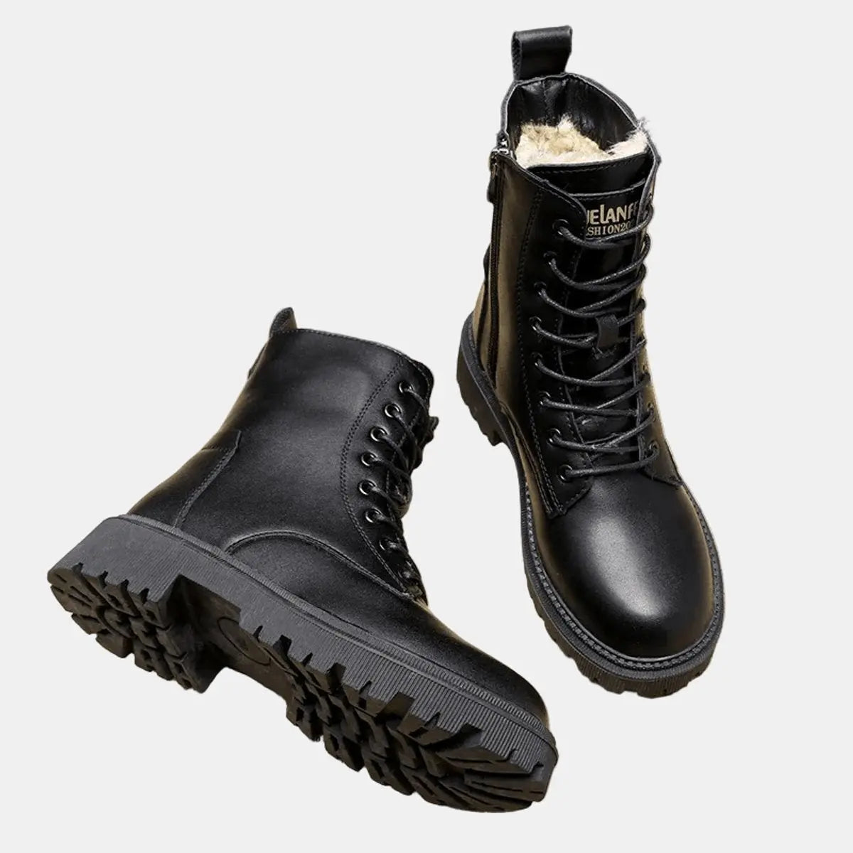 Women's Fur-Lined Lace-Up Combat Ankle Boots