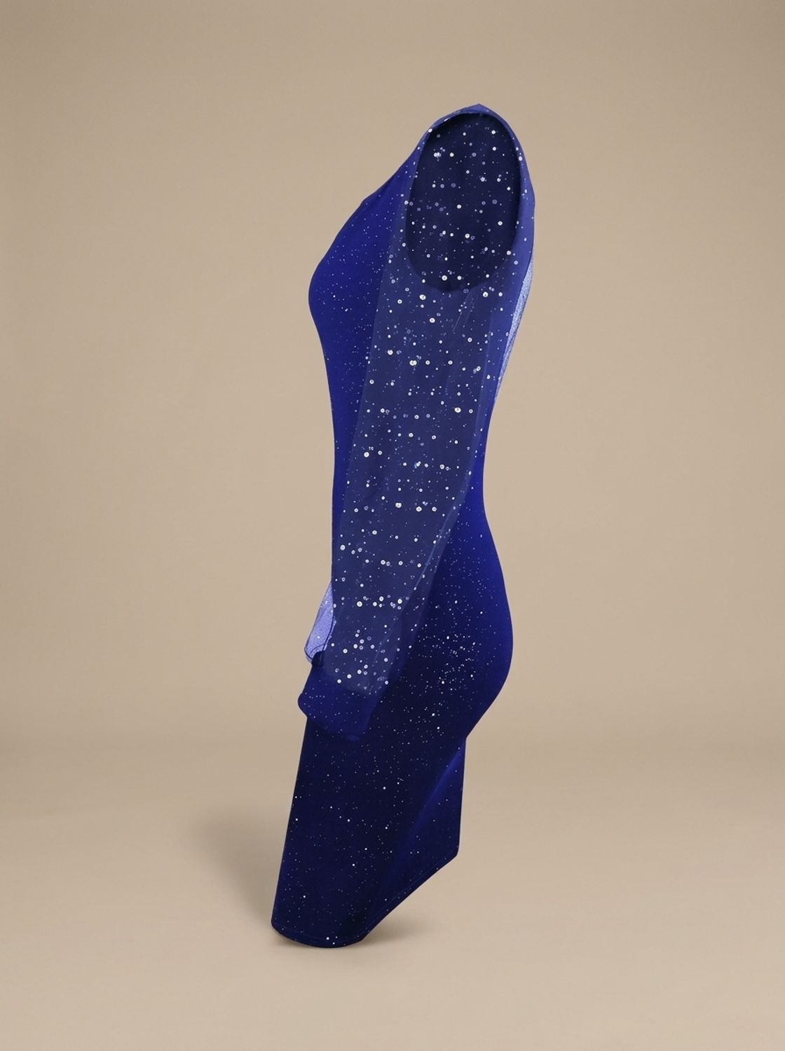 Women's Glitter Mesh-Sleeve Bodycon Christmas Party Dress