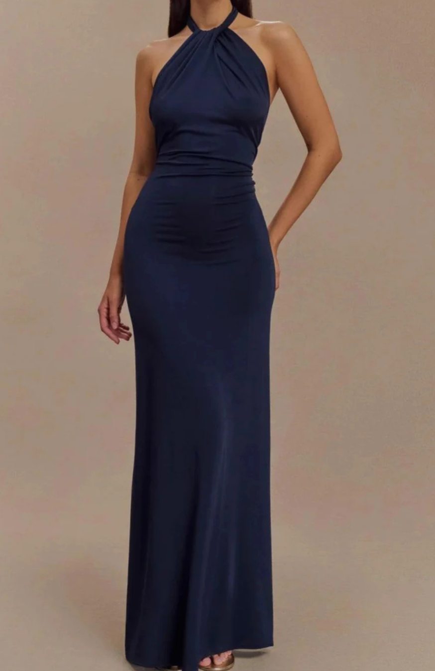 Women's Halter Neck Open-Back Bodycon Maxi Party Dress