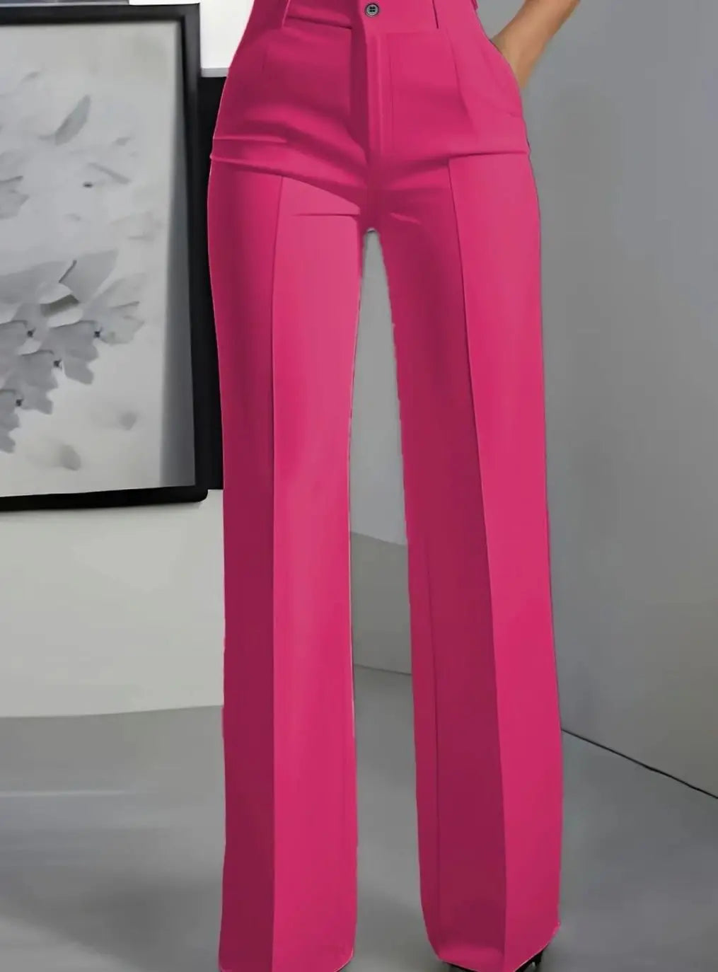 Women's High-Waist Wide-Leg Tailored Suit Trousers - Pink