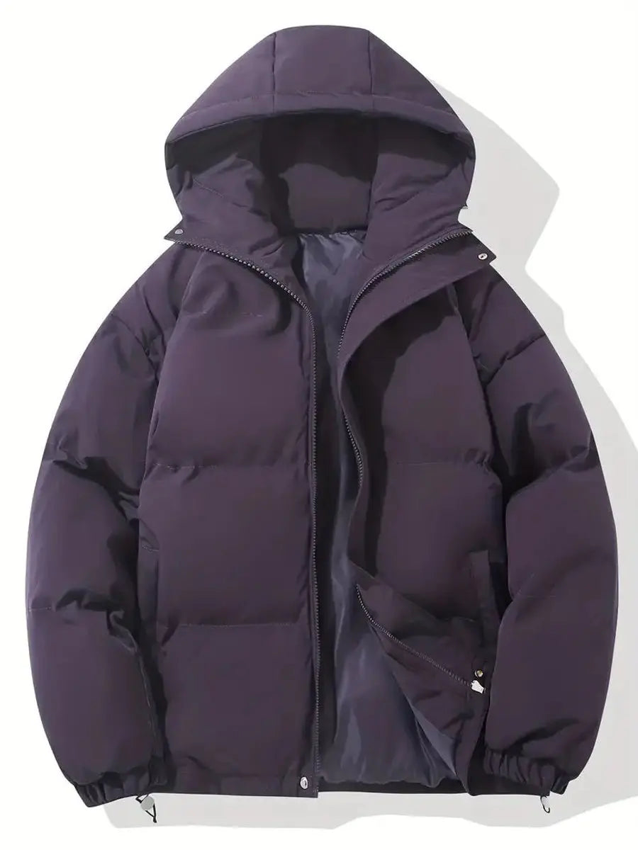 Women's Hooded Puffer Winter Jacket Zip-Up Padded Coat