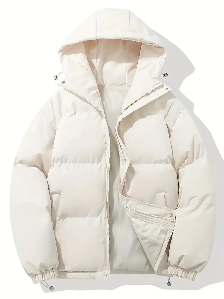 Women's Hooded Puffer Winter Jacket Zip-Up Padded Coat