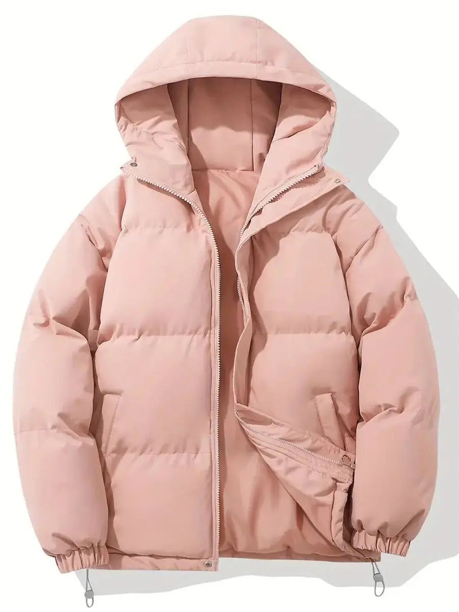Women's Hooded Puffer Winter Jacket Zip-Up Padded Coat