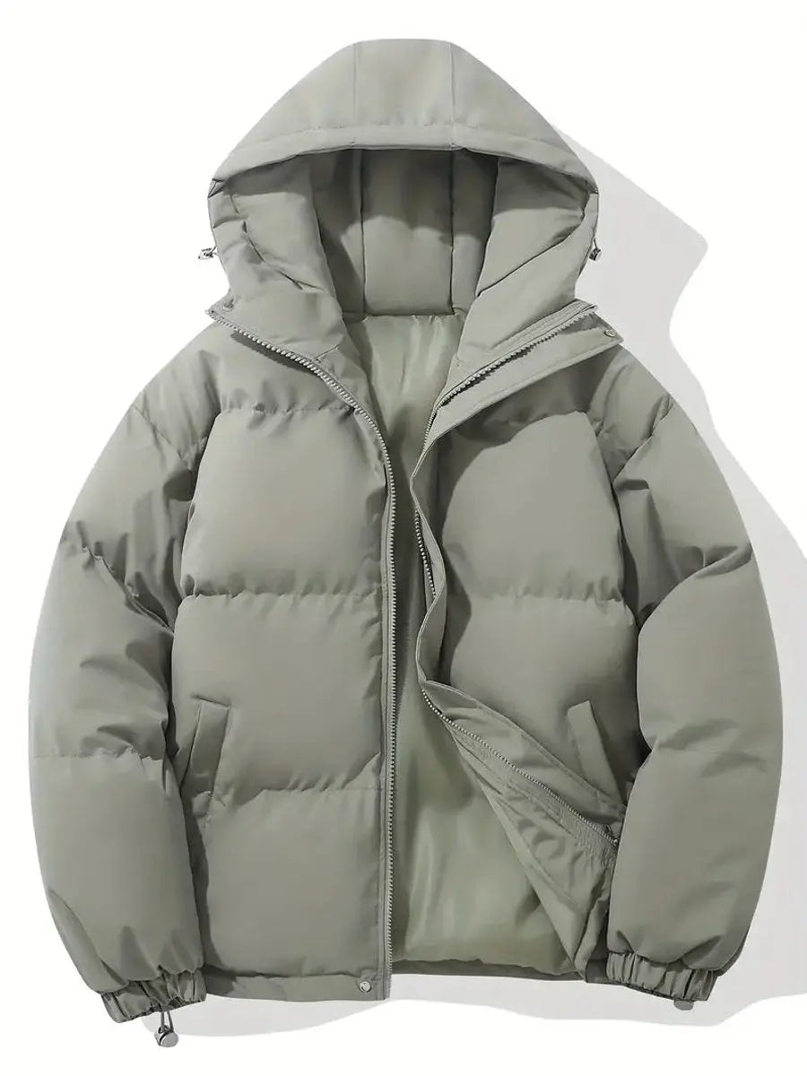 Women's Hooded Puffer Winter Jacket Zip-Up Padded Coat