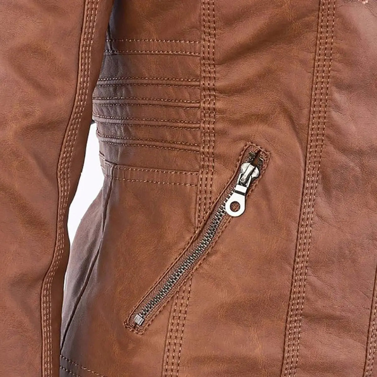 Women's Hooded Removable-Hood Faux Leather Biker Coat