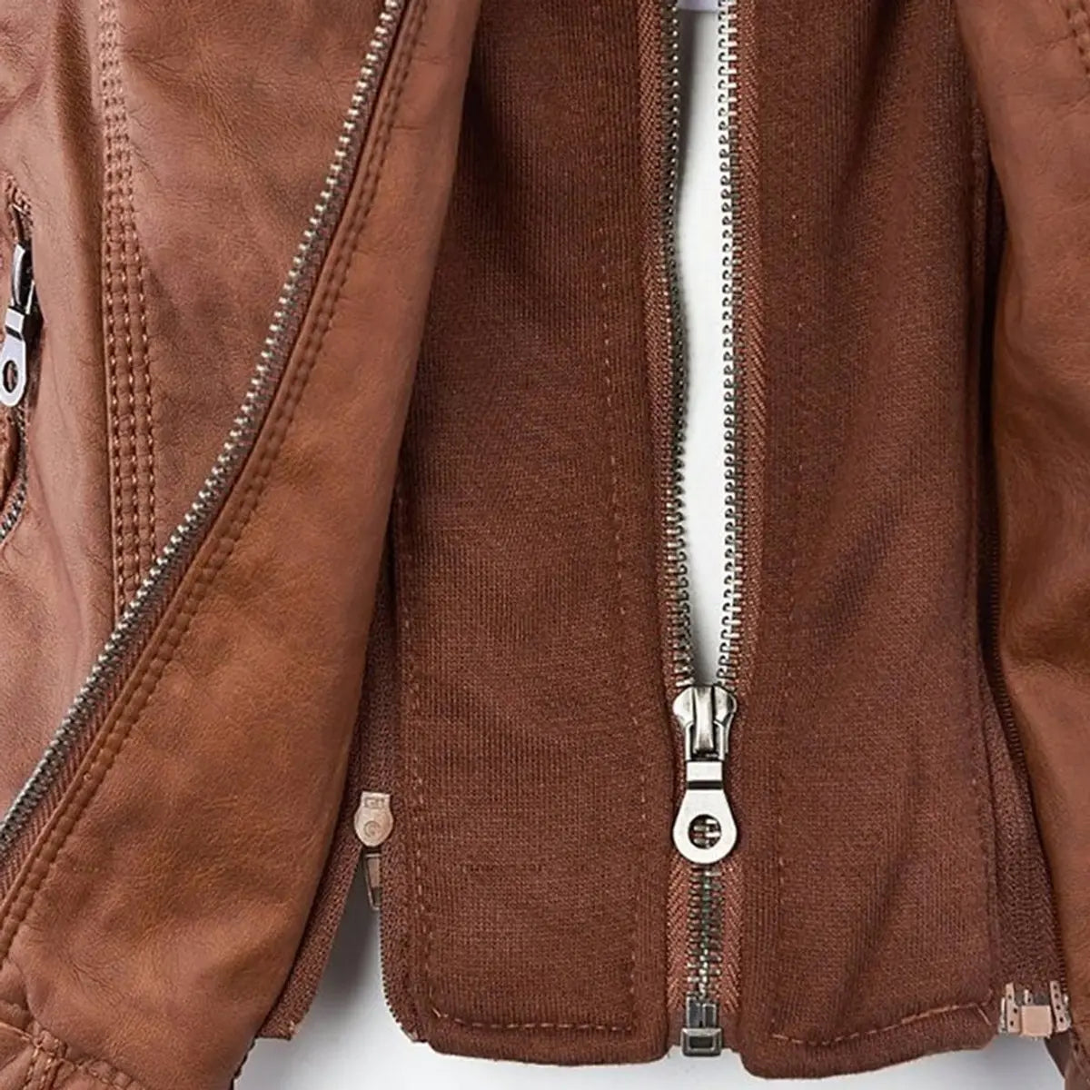 Women's Hooded Removable-Hood Faux Leather Biker Coat