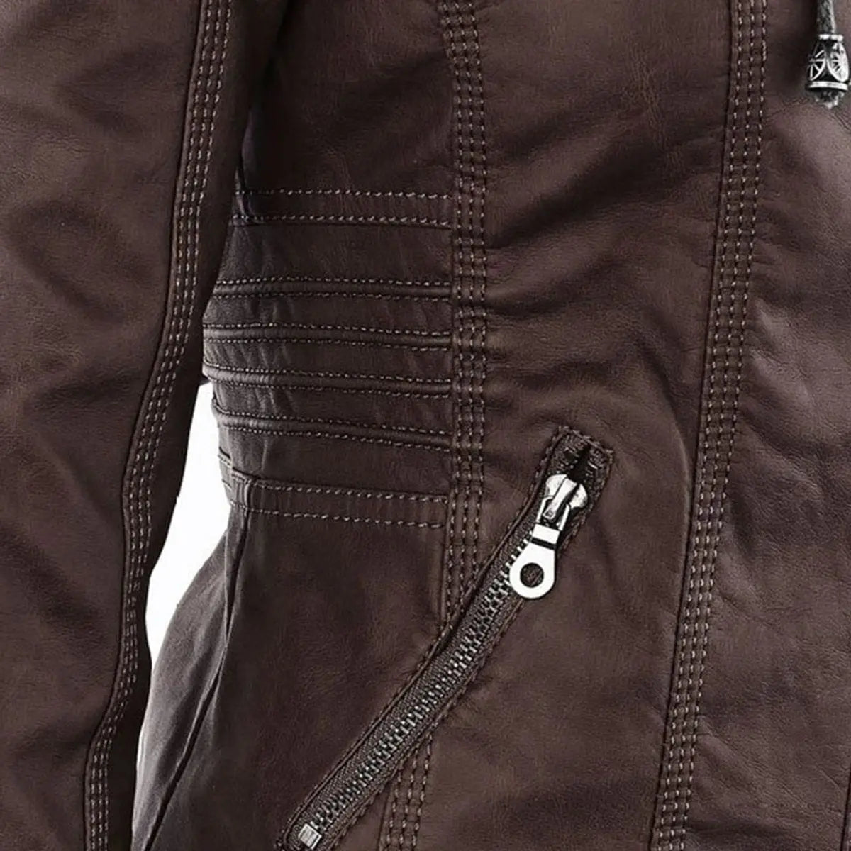 Women's Hooded Removable-Hood Faux Leather Biker Coat