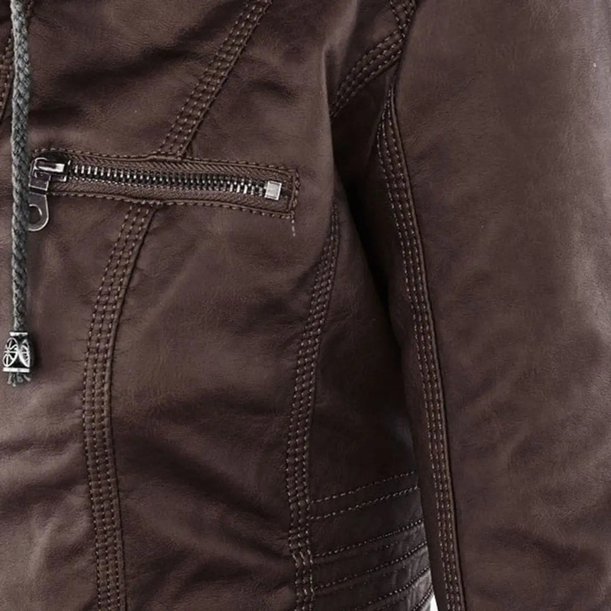 Women's Hooded Removable-Hood Faux Leather Biker Coat