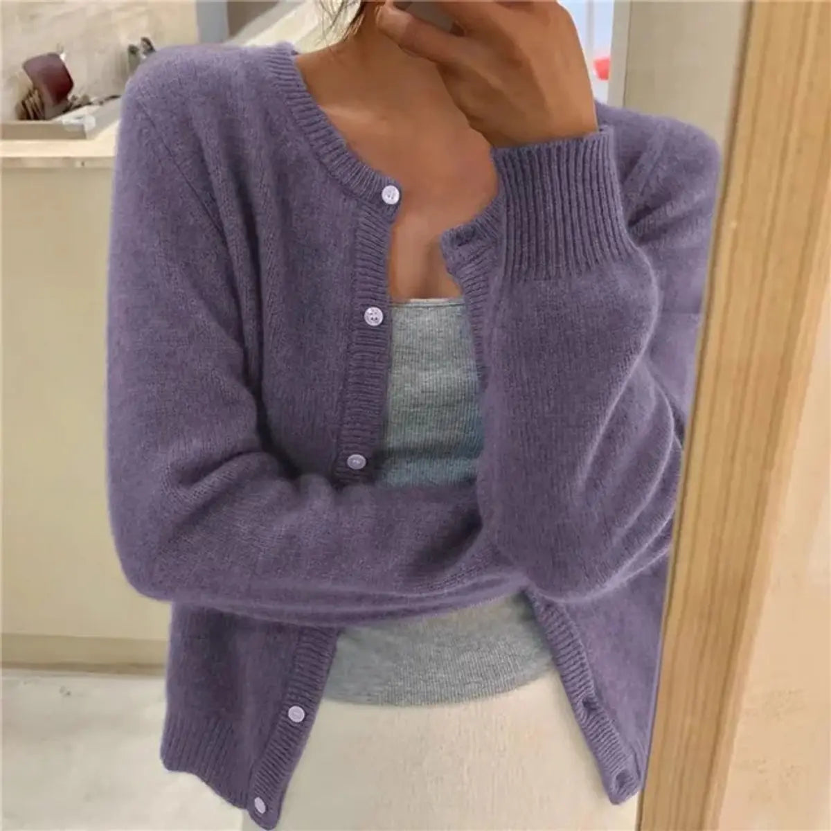 Women's Jumper Soft Knit Button-Front Cardigan