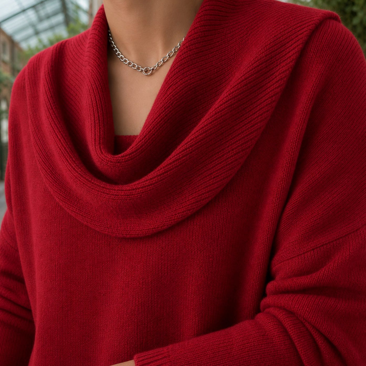 Women's Knitwear Relaxed Cowl Neck Dropped-Shoulder Jumper