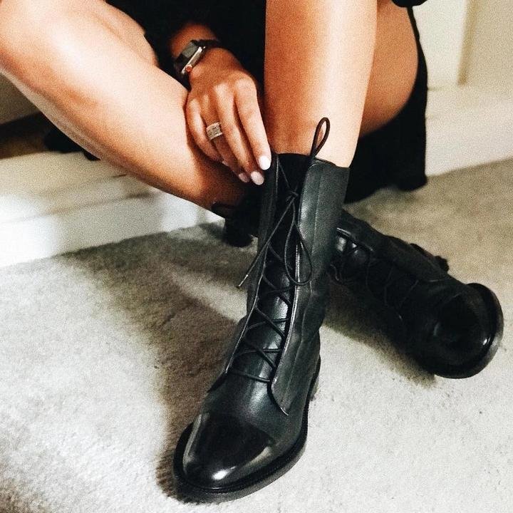 Women's Lace-Up Leather Ankle Boots