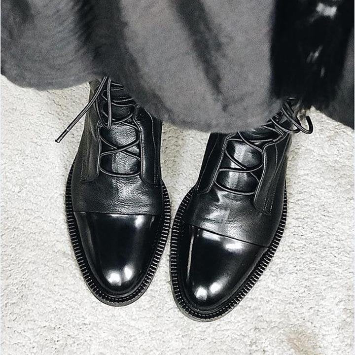 Women's Lace-Up Leather Ankle Boots