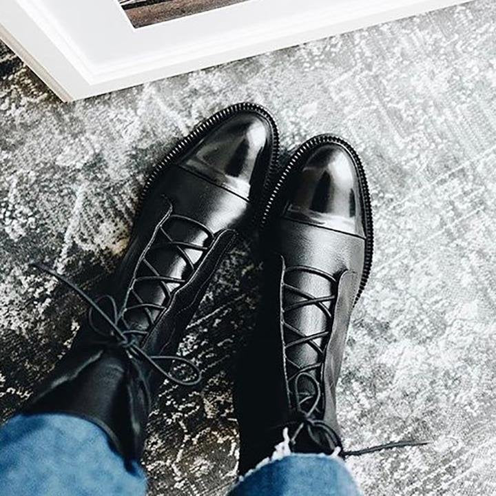 Women's Lace-Up Leather Ankle Boots