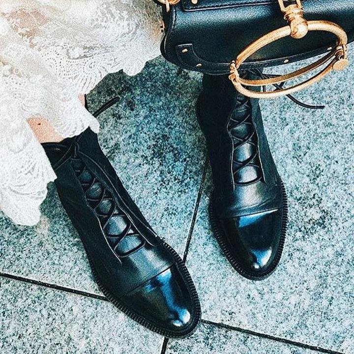 Women's Lace-Up Leather Ankle Boots