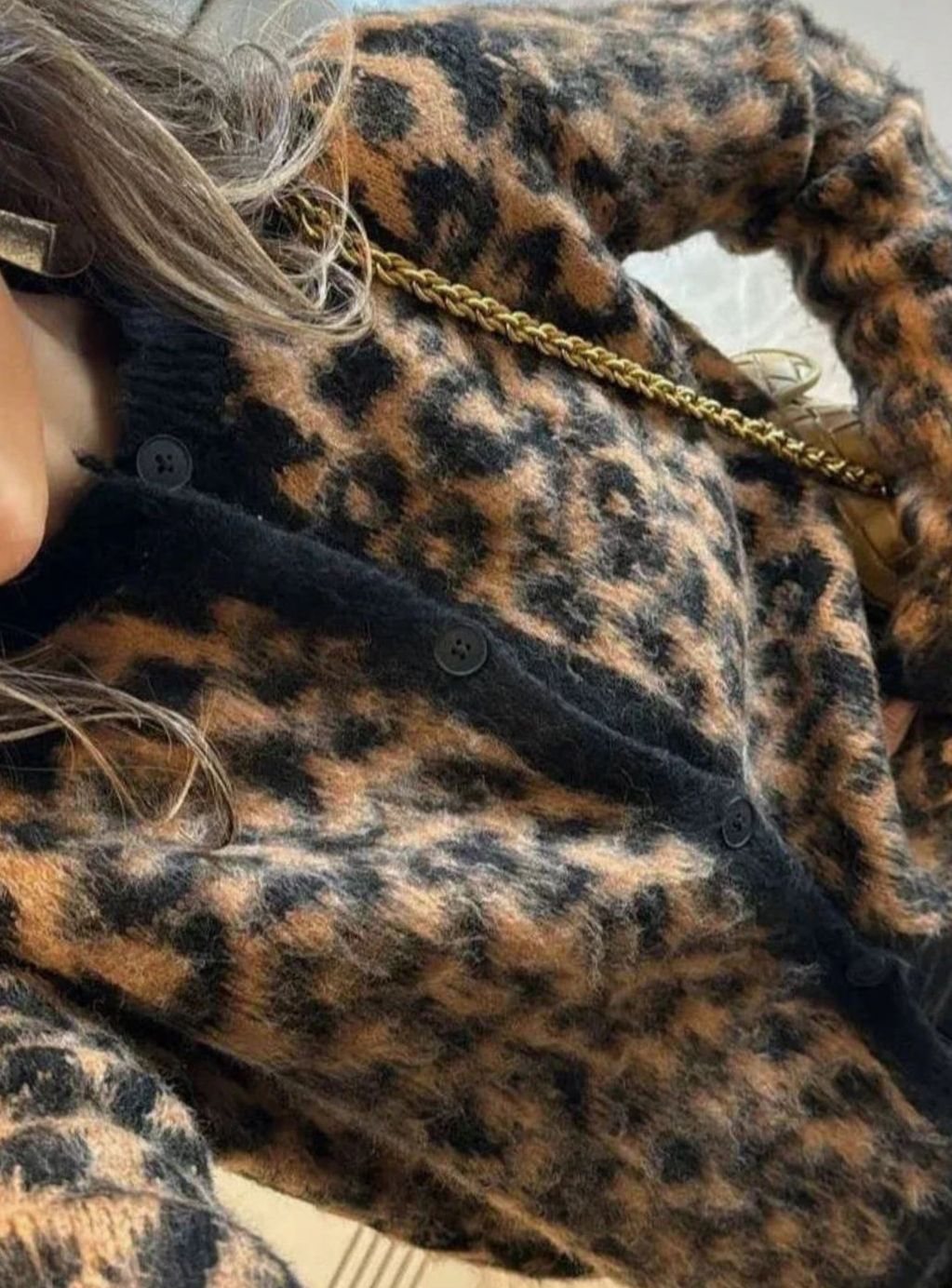 Women's Leopard Print Button-Up Long Sleeve Cardigan