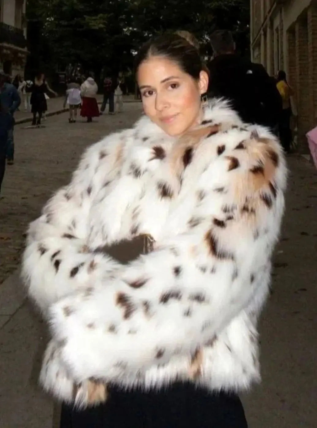 Women's Leopard Print Faux Fur Coat for Ladies - Leopard