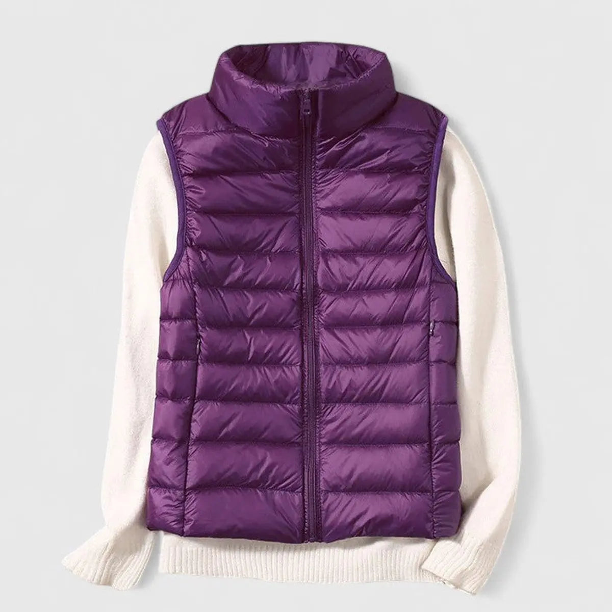 Women's Lightweight Quilted Puffer Vest Sleeveless Gilet - Purple