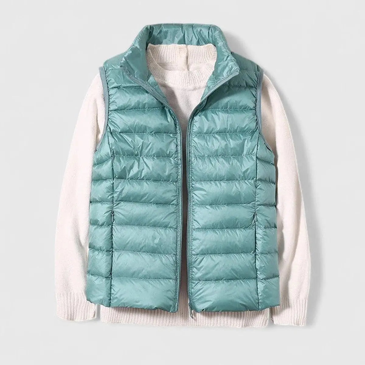 Women's Lightweight Quilted Puffer Vest Sleeveless Gilet - Light Blue