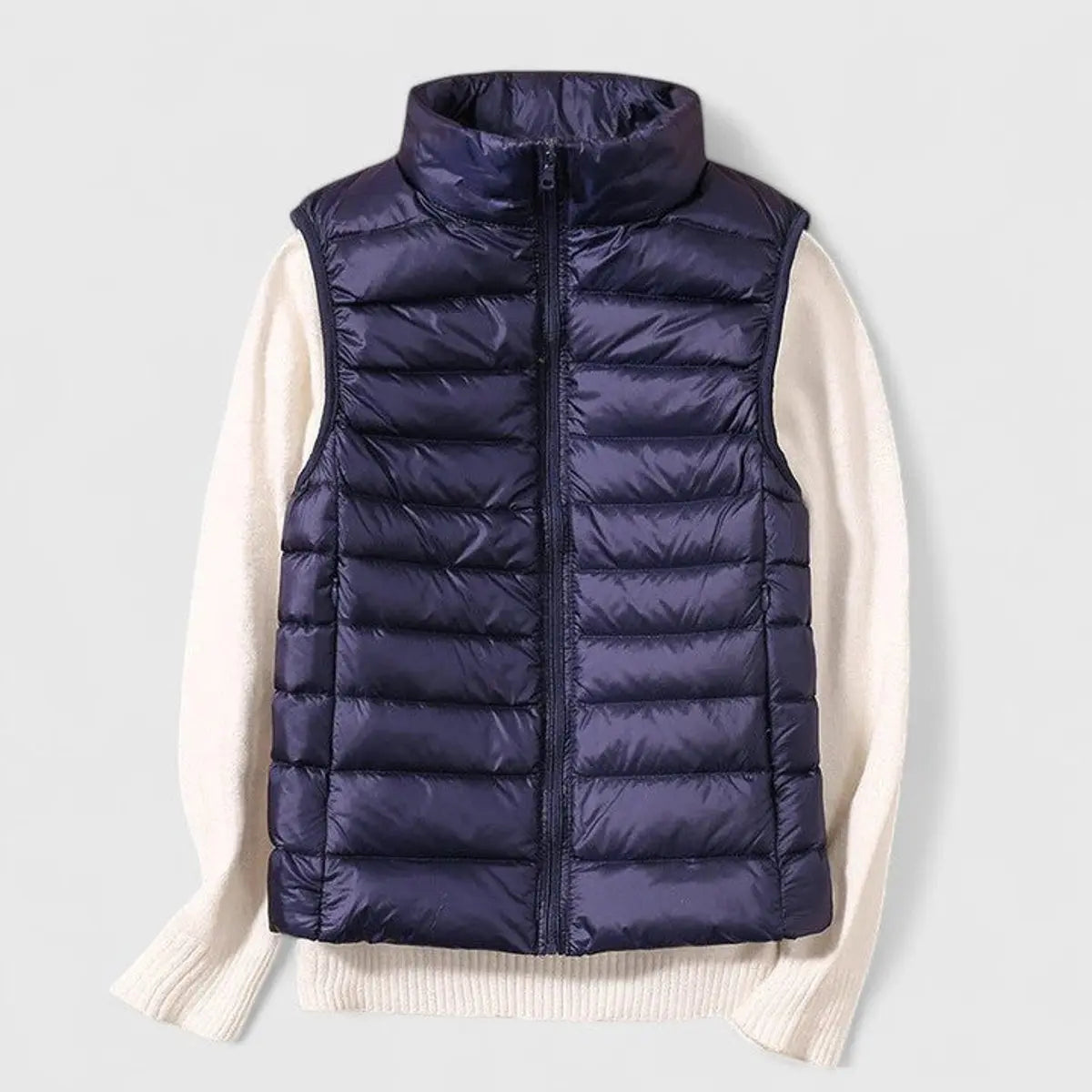 Women's Lightweight Quilted Puffer Vest Sleeveless Gilet - Navy Blue