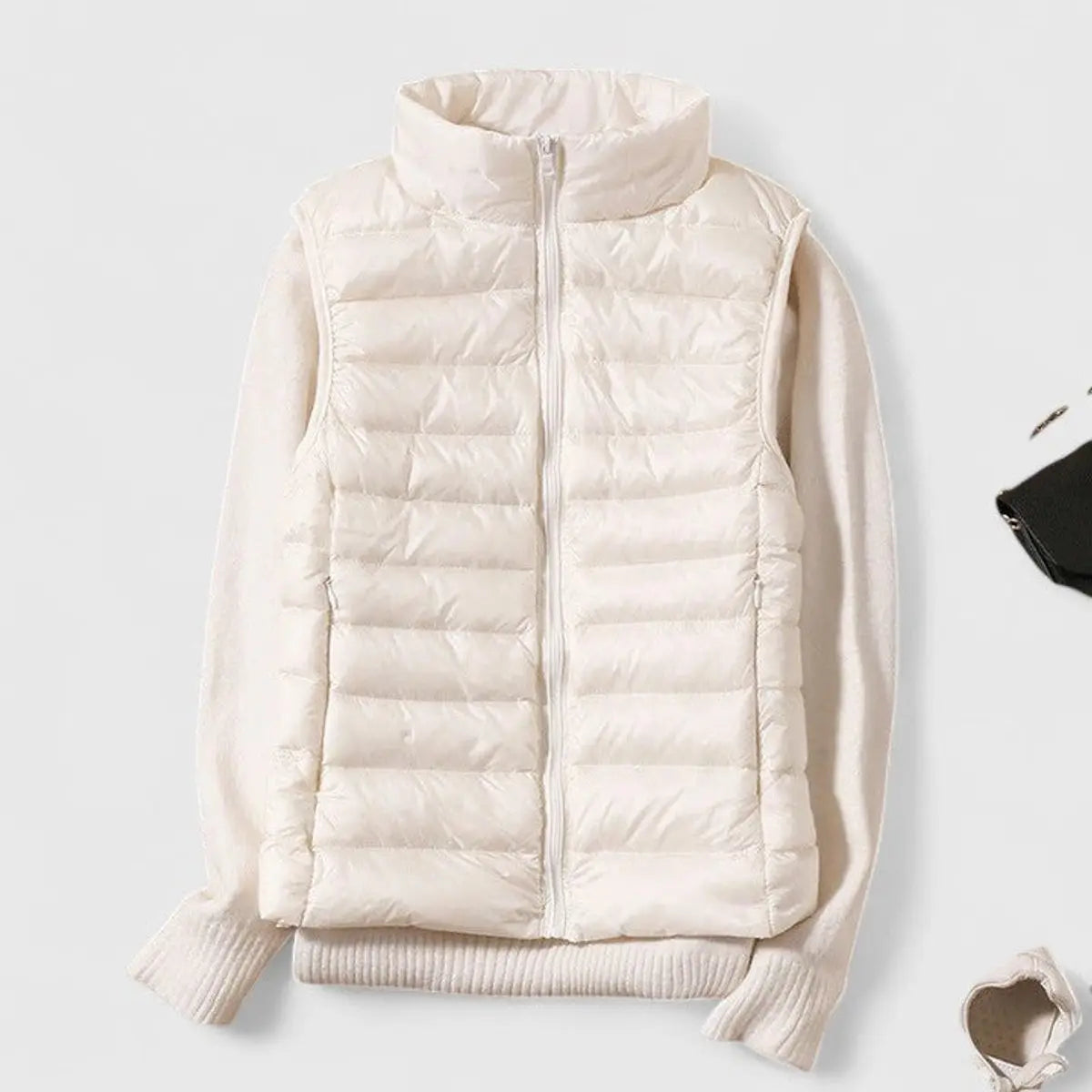 Women's Lightweight Quilted Puffer Vest Sleeveless Gilet - White