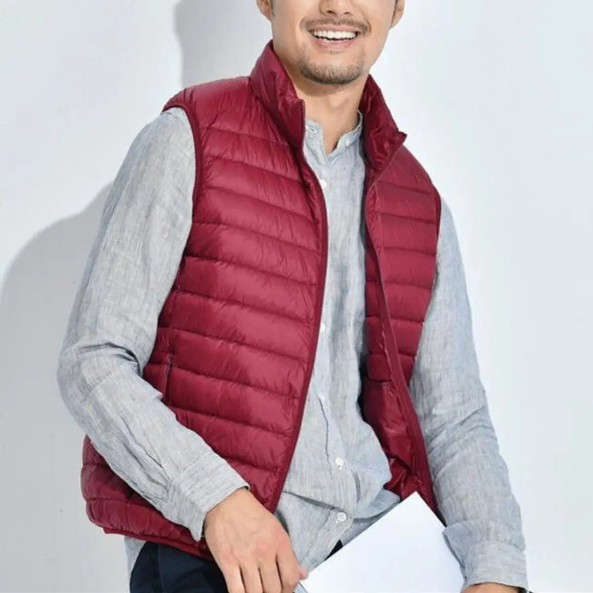 Women's Lightweight Quilted Sleeveless Puffer Vest Zip-Up - Red