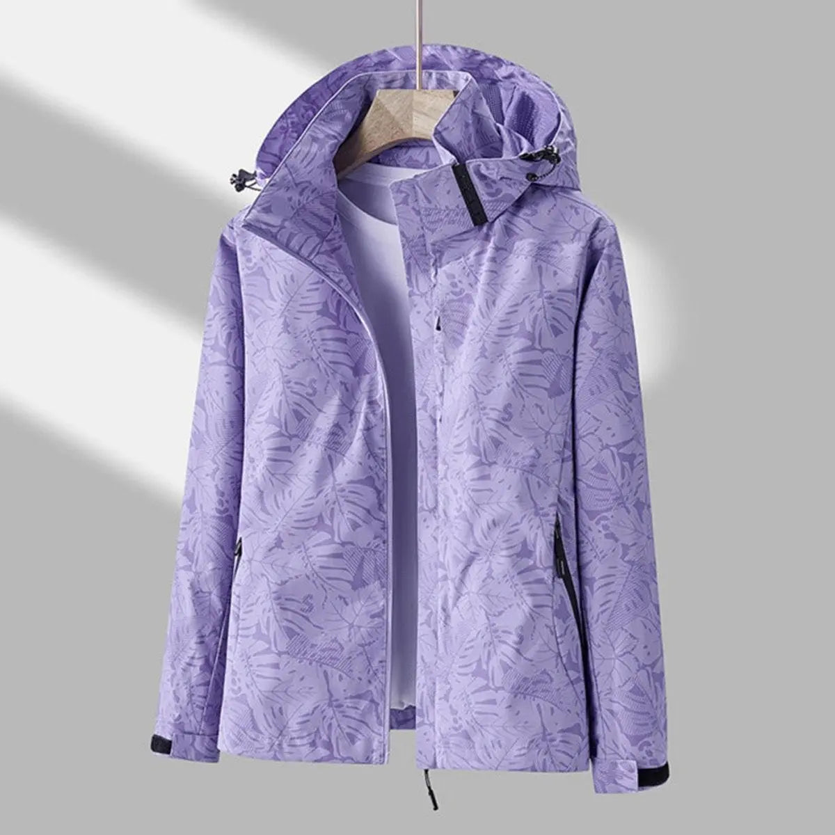 Women's Lightweight Waterproof Windproof Hooded Jacket - Purple