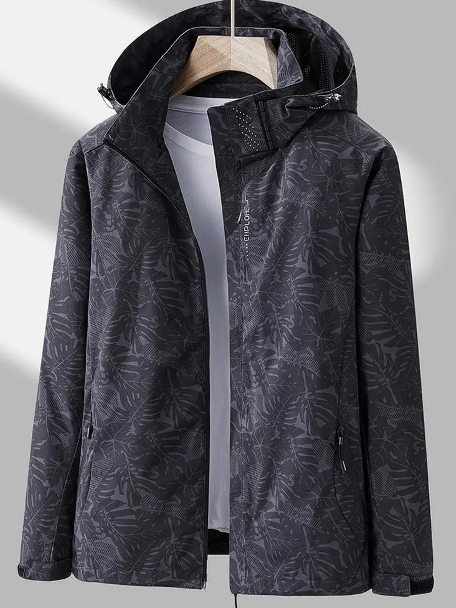 Women's Lightweight Waterproof Windproof Hooded Jacket - Black
