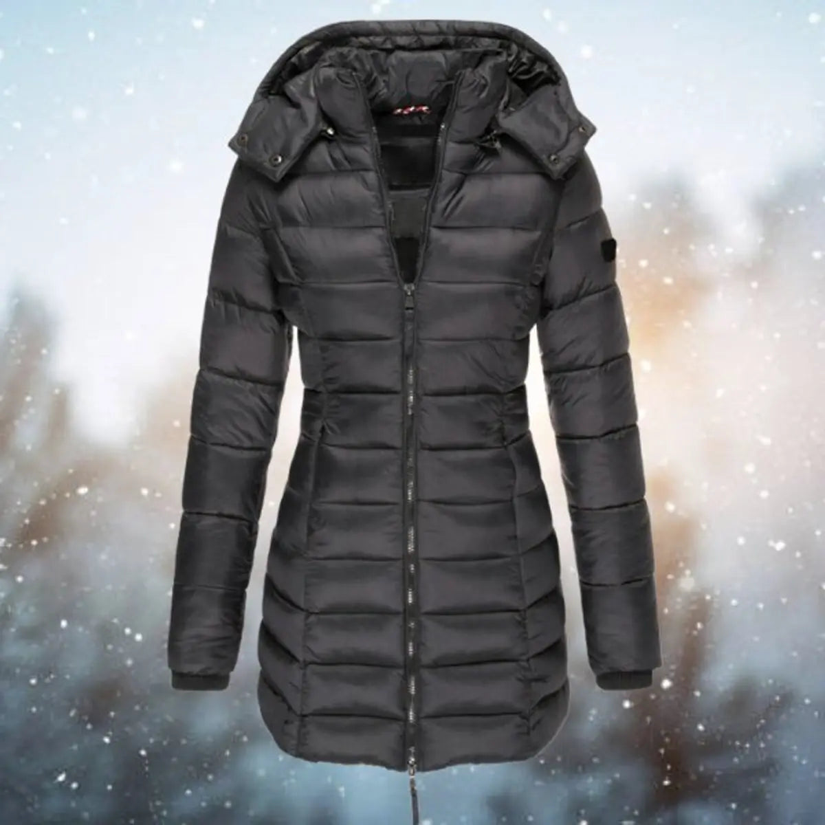 Women's Longline Hooded Quilted Jacket Padded Puffer Coat - Black