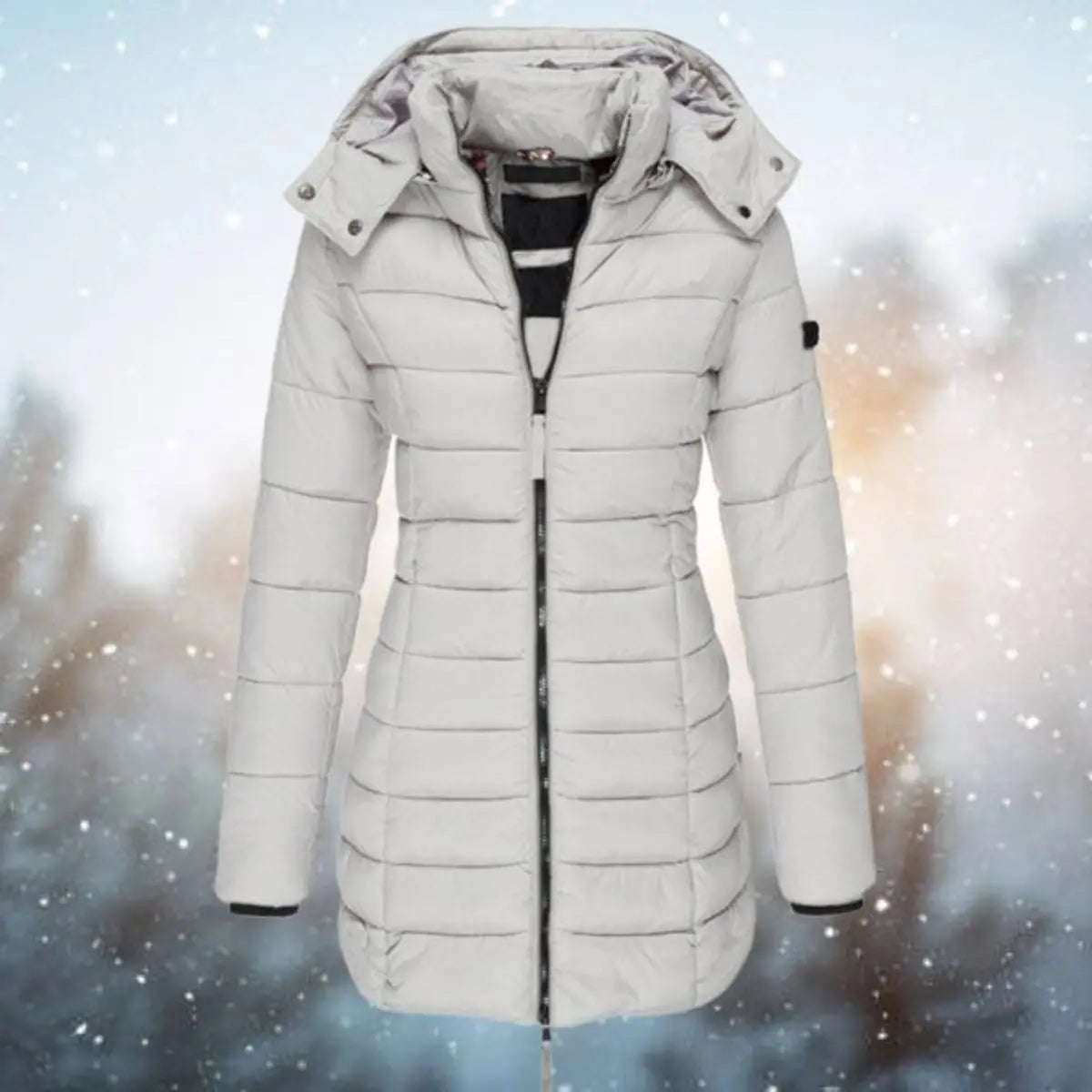 Women's Longline Hooded Quilted Jacket Padded Puffer Coat - Grey