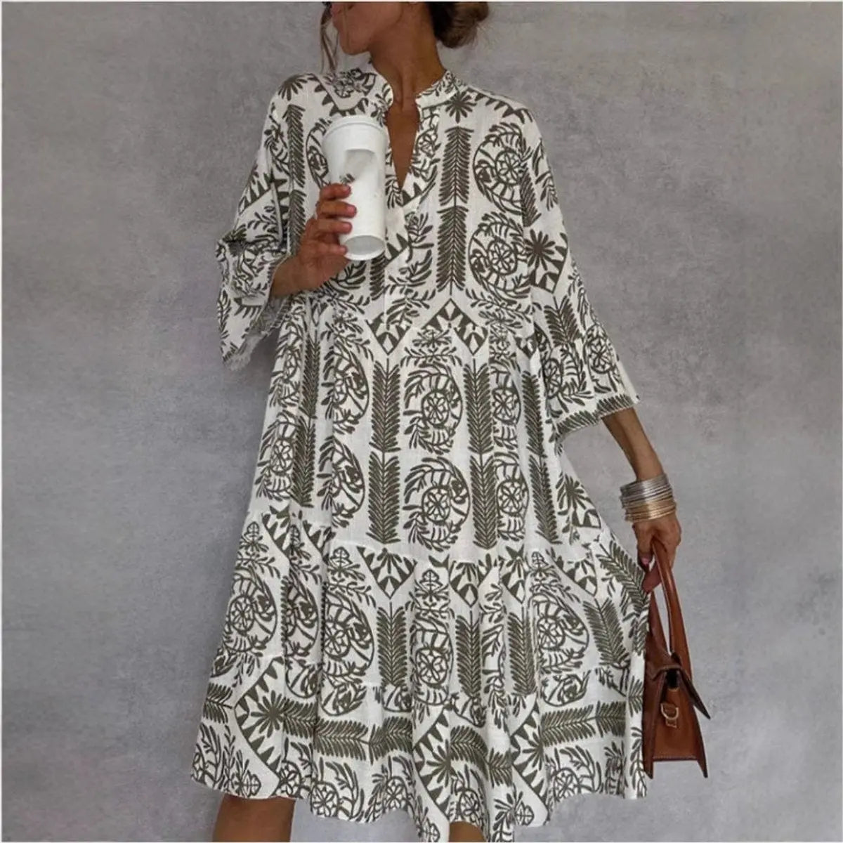 Women's Loose Fit Floral Print Tunic Dress