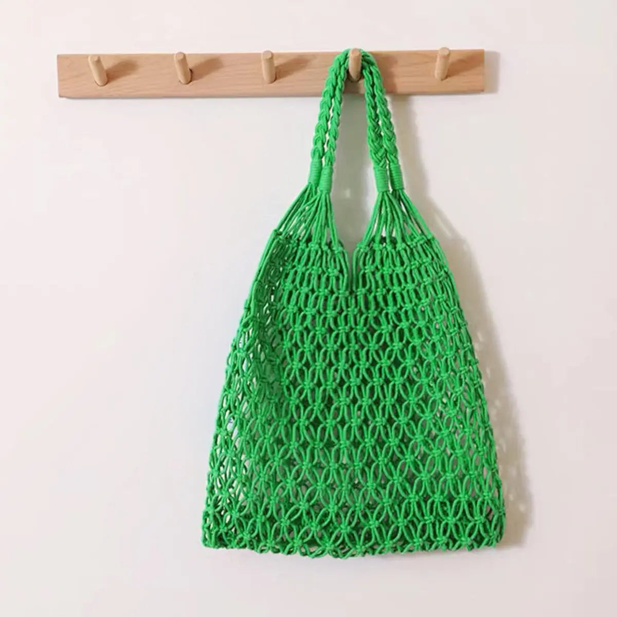 Women's Macrame Cotton Net Shopper Tote Bag