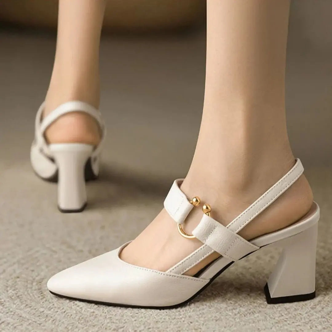 Women's Mary Jane Block Heels T-Bar Orthopedic Comfort - Beige