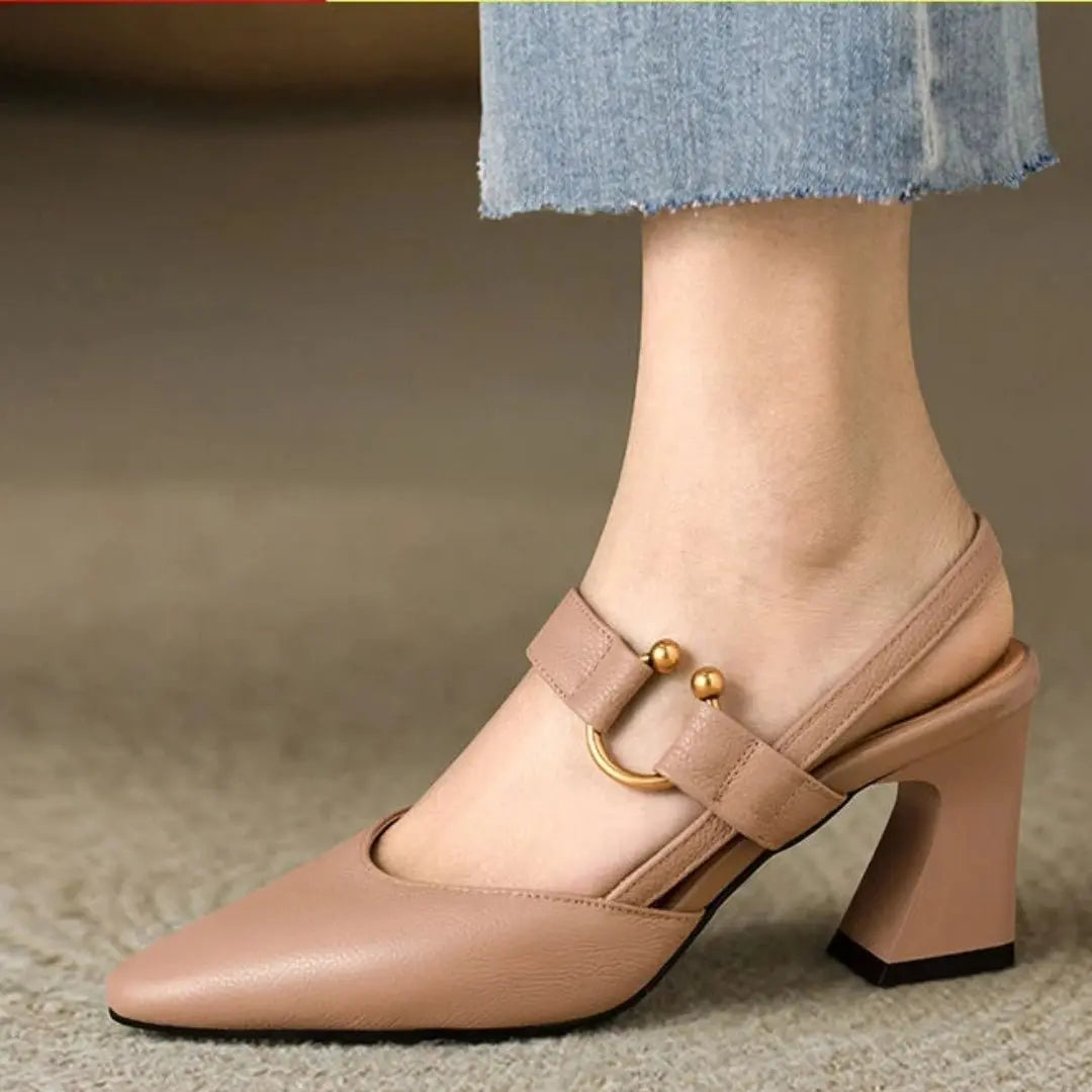 Women's Mary Jane Block Heels T-Bar Orthopedic Comfort - Apricot