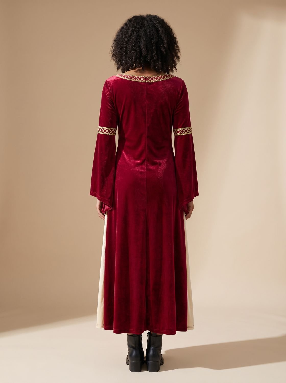 Women's Medieval Velvet Dress Flared Sleeves Square Neck Maxi Gown