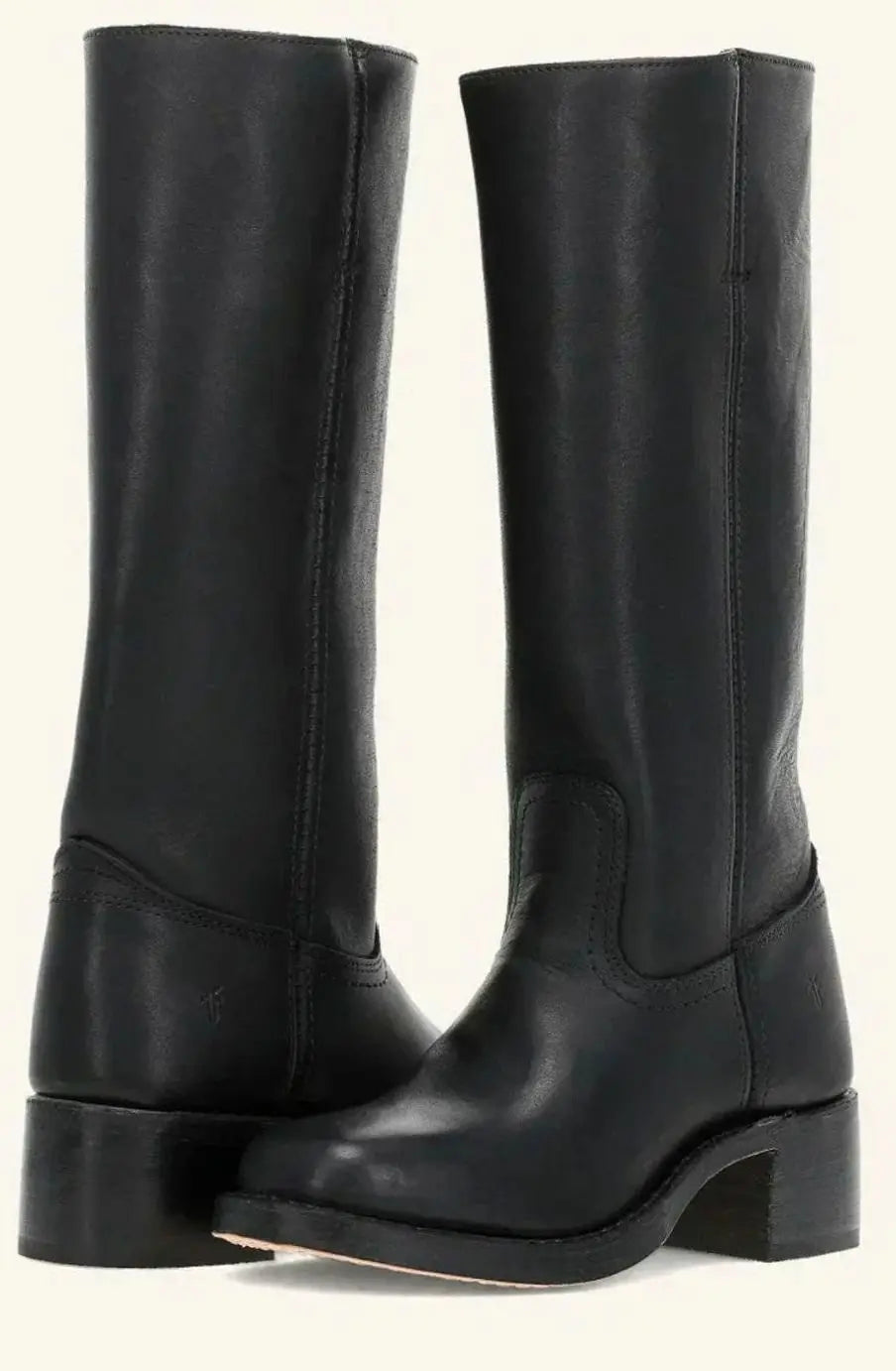 Women's Mid-Calf Leather-Look Stacked Heel Western Boots - Black