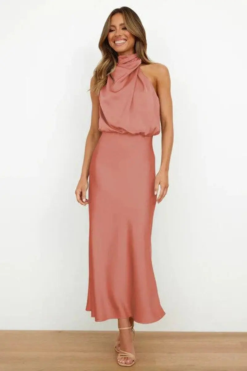 Women's Off-Shoulder Midi Cocktail Party Dress Cotton Blend - Pink