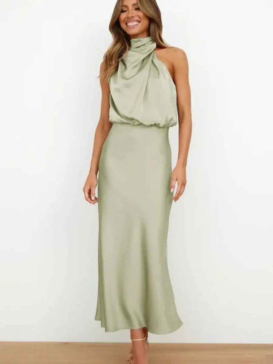 Women's Off-Shoulder Midi Cocktail Party Dress Cotton Blend - Army Green