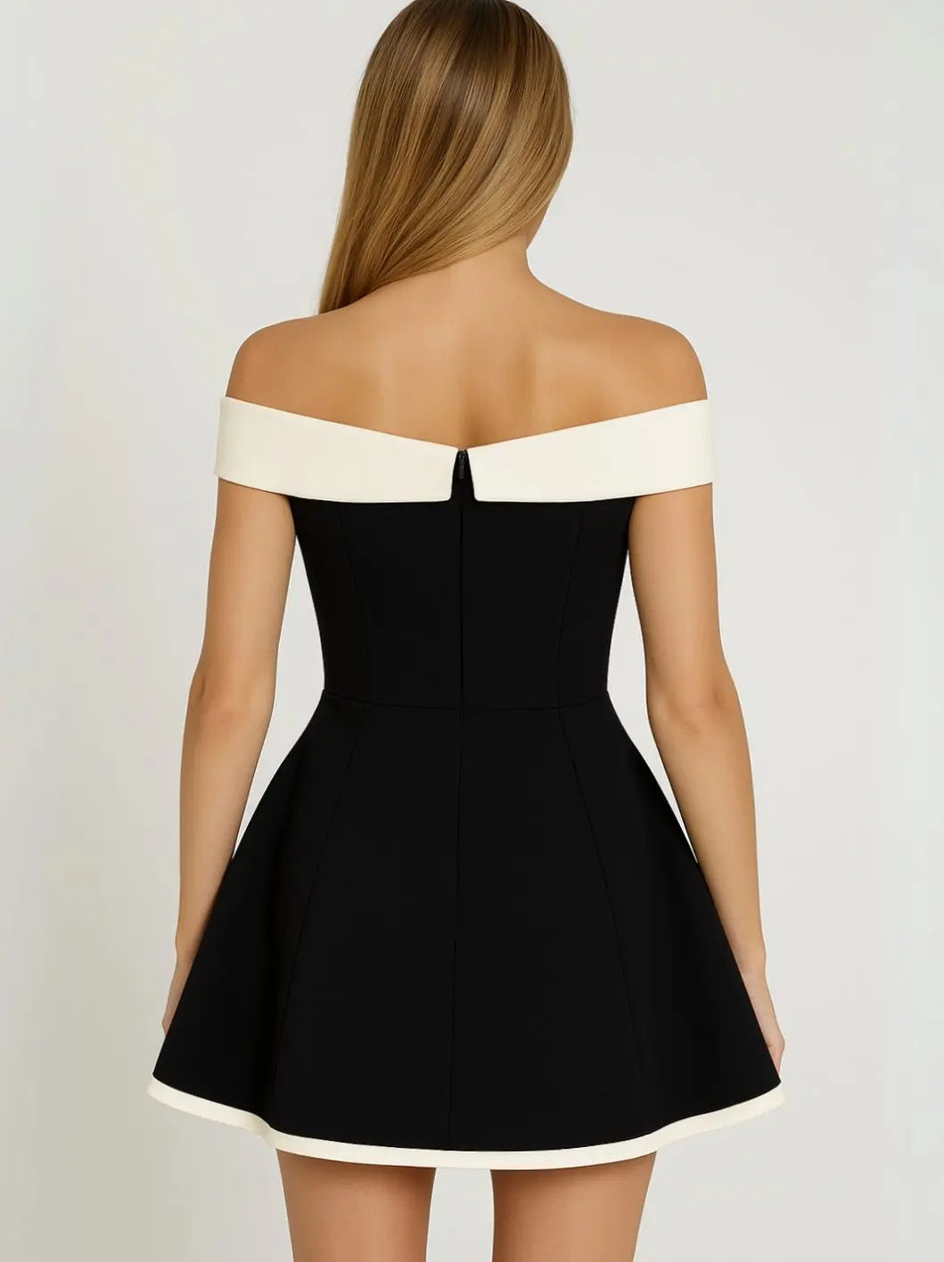 Women's Off-Shoulder Sweetheart Fit-and-Flare Party Dress