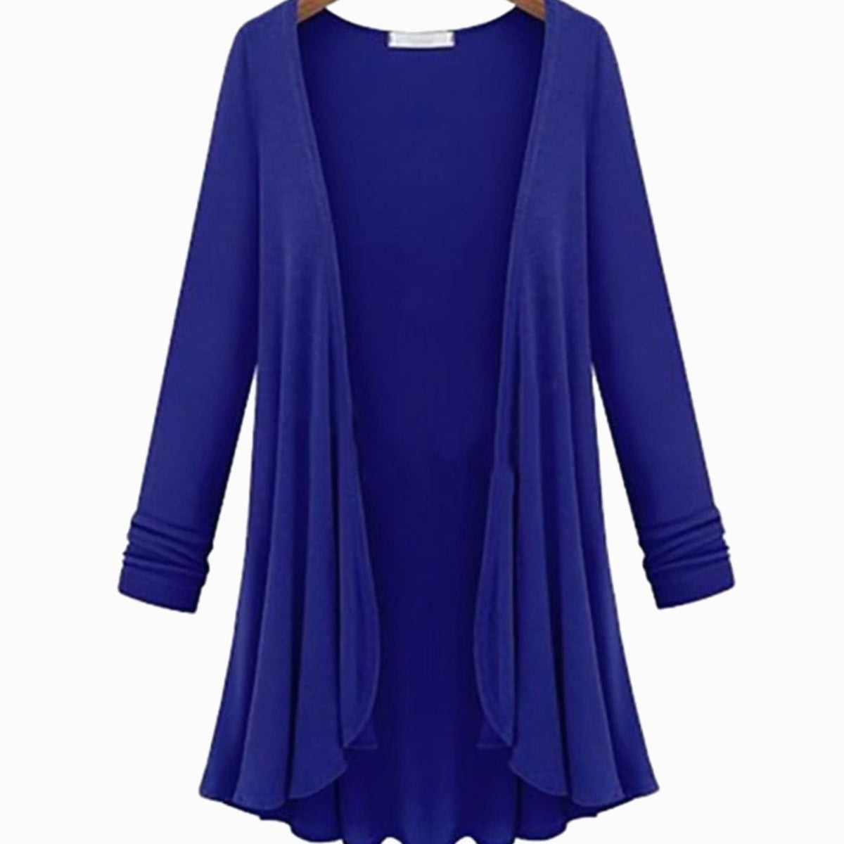 Women's Open-Front Long-Sleeve Ruffled Cardigan - Blue