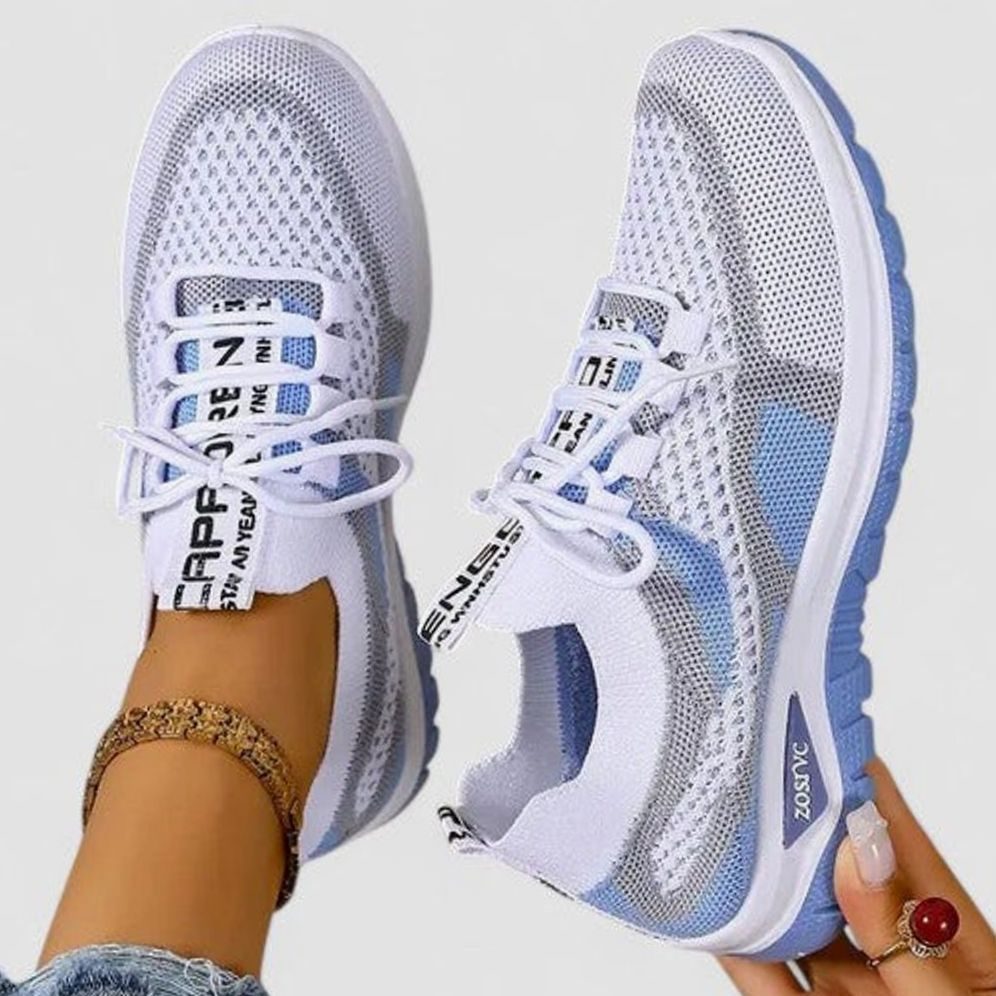 Women's Orthopaedic Lace-Up Breathable Mesh Trainers - Blue