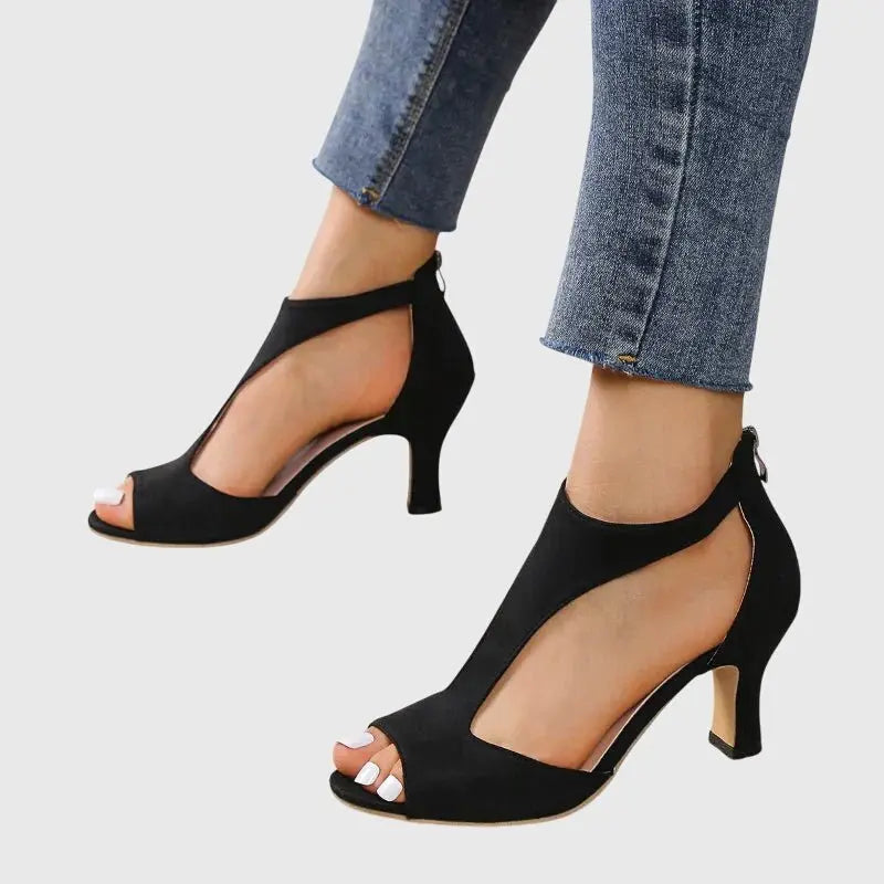 Women's Orthopedic Heels Ankle Strap Peep Toe Comfort