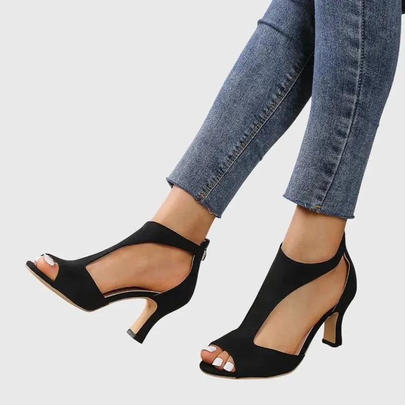 Women's Orthopedic Heels Ankle Strap Peep Toe Comfort