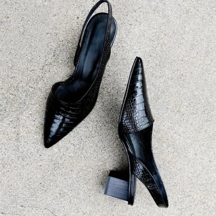 Women's Orthopedic Heels Slingback Pointed Toe Low Heel